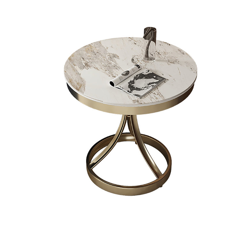 Contemporary 21.65" Tall Round Slate Top Side Table Pedestal End Table Gold 1 Clearhalo 'Coffee & Accent Tables' 'End & Side Tables' 'end_side_tables' 'furn' 'furn_end_side_tables' 'Furniture' 'Living Room Furniture' 6302136