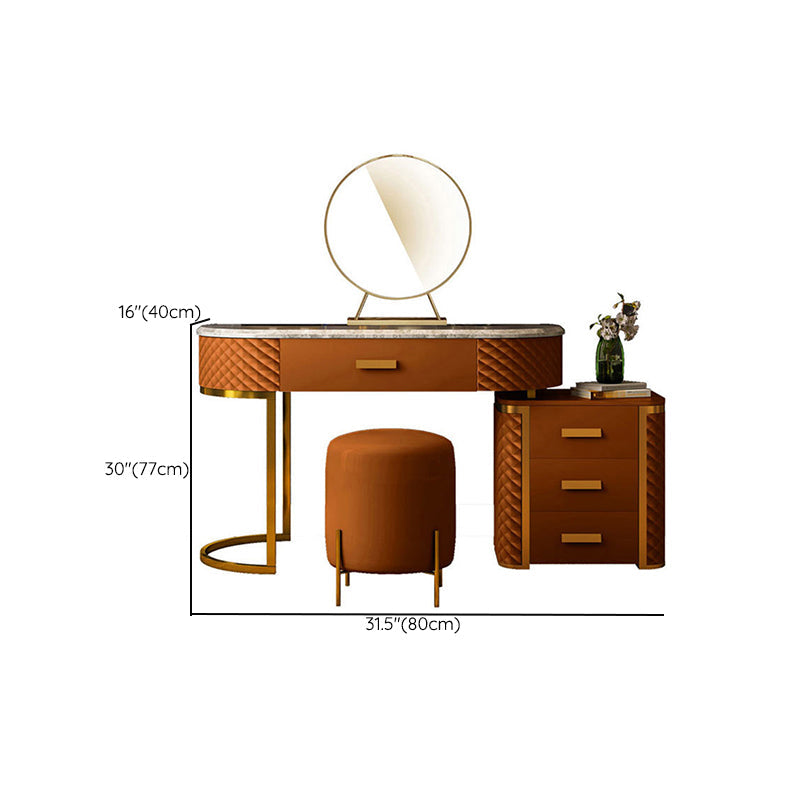 Orange Waschtisch mit 5 Speicherschubladen 15,74 "breiter Make-up-Waschtisch