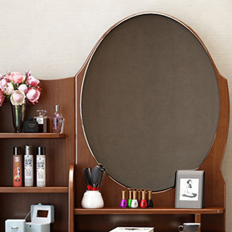 16.92" Wide Makeup Table with 2 Drawers Brown Vanity Tables with Mirror