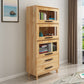 Natural Pine Wood 31.5" Wide Accent Cabinet with Glass Paned Clearhalo 'Cabinets & Chests' 'cabinets_chests' 'furn' 'furn_cabinets_chests' 'Furniture' 'Living Room Furniture' 6302252