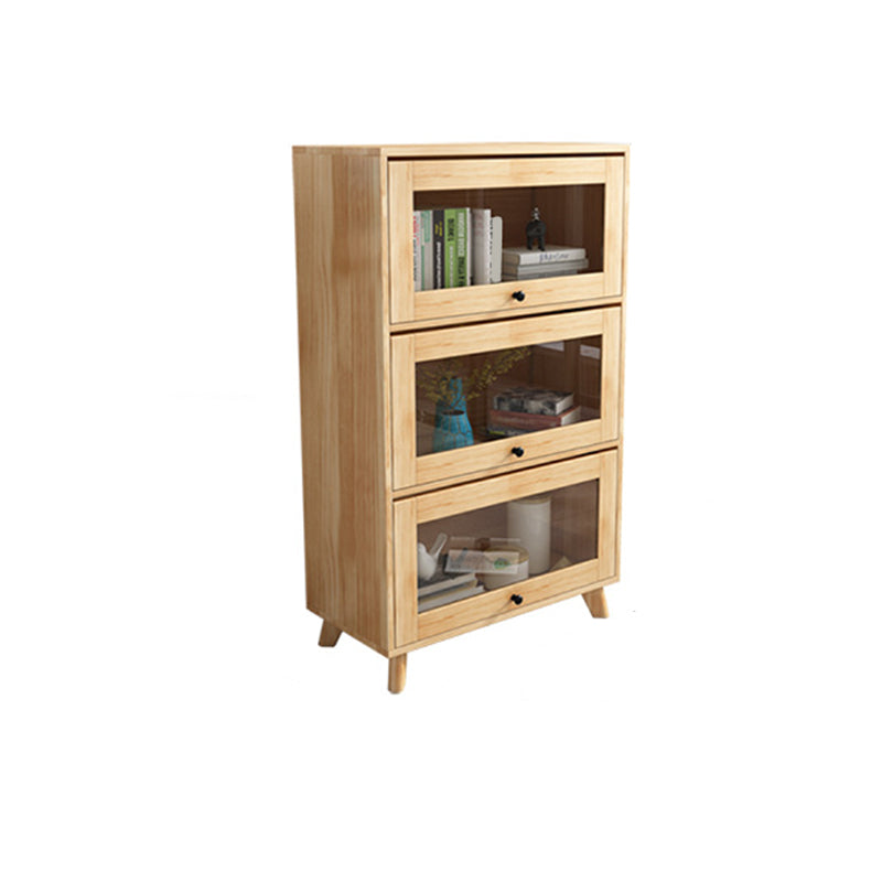 Natural Pine Wood 31.5" Wide Accent Cabinet with Glass Paned 31"L x 16"W x 53"H Drawer Not Included Clearhalo 'Cabinets & Chests' 'cabinets_chests' 'furn' 'furn_cabinets_chests' 'Furniture' 'Living Room Furniture' 6302255