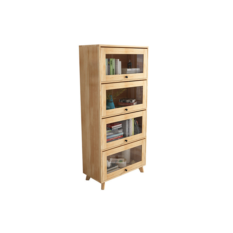 Natural Pine Wood 31.5" Wide Accent Cabinet with Glass Paned 31"L x 16"W x 69"H Drawer Not Included Clearhalo 'Cabinets & Chests' 'cabinets_chests' 'furn' 'furn_cabinets_chests' 'Furniture' 'Living Room Furniture' 6302257
