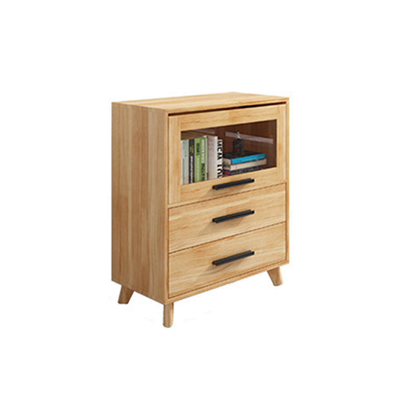Natural Pine Wood 31.5" Wide Accent Cabinet with Glass Paned 31"L x 16"W x 37"H 2 Clearhalo 'Cabinets & Chests' 'cabinets_chests' 'furn' 'furn_cabinets_chests' 'Furniture' 'Living Room Furniture' 6302258