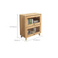 Natural Pine Wood 31.5" Wide Accent Cabinet with Glass Paned Clearhalo 'Cabinets & Chests' 'cabinets_chests' 'furn' 'furn_cabinets_chests' 'Furniture' 'Living Room Furniture' 6302274