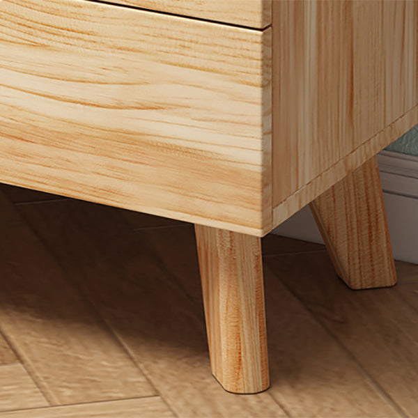 Pine Wood Glass Paned Accent Cabinet 47.6" Tall Natural Storage Chest Clearhalo 'Cabinets & Chests' 'cabinets_chests' 'furn' 'furn_cabinets_chests' 'Furniture' 'Living Room Furniture' 6302283