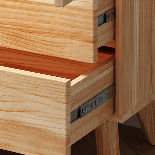 Pine Wood Glass Paned Accent Cabinet 47.6" Tall Natural Storage Chest Clearhalo 'Cabinets & Chests' 'cabinets_chests' 'furn' 'furn_cabinets_chests' 'Furniture' 'Living Room Furniture' 6302284