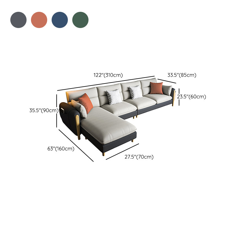 Divano sezionale del braccio rotondo con ottoman sezionale in pelle finta