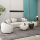 White Curved Seating Tight Back Tuxedo Arm Sofa for Living Room