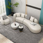 White Curved Seating Tight Back Tuxedo Arm Sofa for Living Room