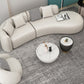 White Curved Seating Tight Back Tuxedo Arm Sofa for Living Room