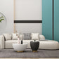 White Curved Seating Tight Back Tuxedo Arm Sofa for Living Room