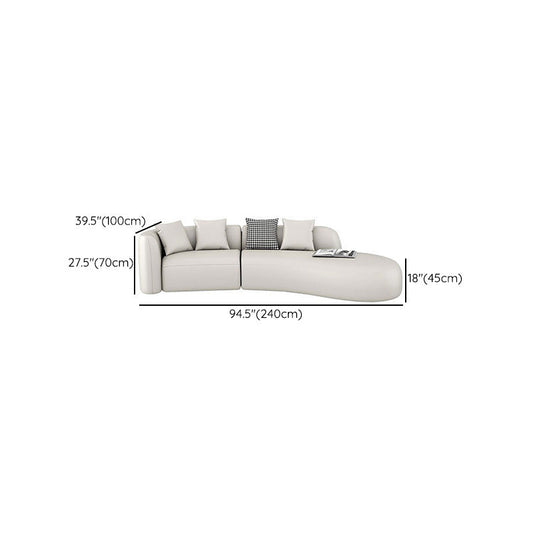 White Curved Seating Tight Back Tuxedo Arm Sofa for Living Room