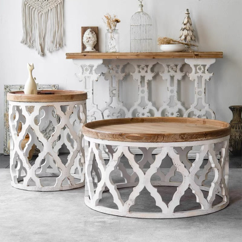 Rustic Solid Wood/Metal Round Distressed Living Room Accent Side Table Clearhalo 'Coffee & Accent Tables' 'End & Side Tables' 'end_side_tables' 'furn' 'furn_end_side_tables' 'Furniture' 'Living Room Furniture' 6302446