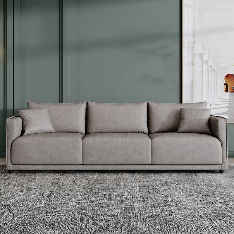 Contemporary Faux Leather Sofa with 3 Pillows Back for 3 People