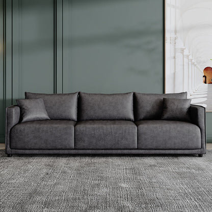 Contemporary Faux Leather Sofa with 3 Pillows Back for 3 People