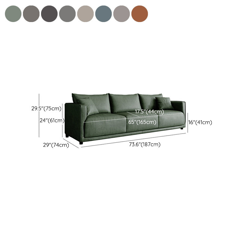 Contemporary Faux Leather Sofa with 3 Pillows Back for 3 People