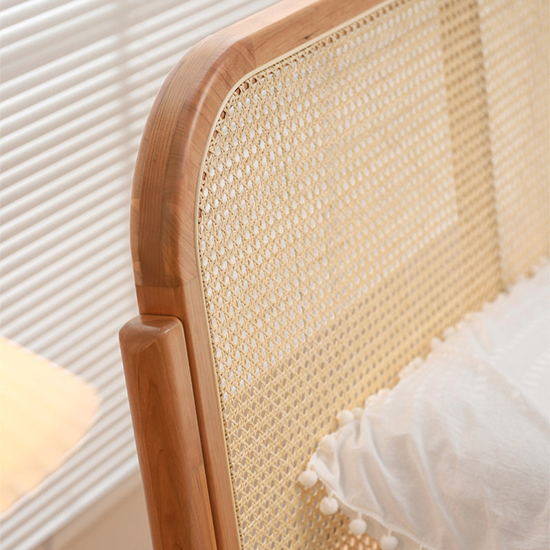 Tropical Standard Bed Cherry Solid Color Bed Frame With Custom Gold Legs Clearhalo 'Bedroom Furniture' 'Beds' 'furn' 'furn_beds' 'Furniture' 6302481