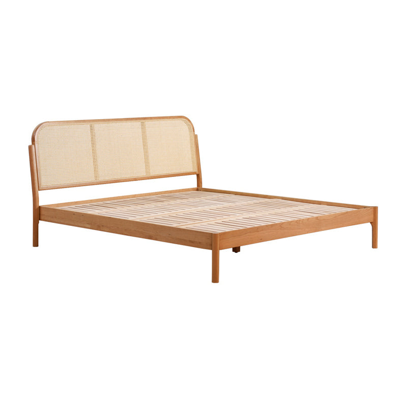 Tropical Standard Bed Cherry Solid Color Bed Frame With Custom Gold Legs Queen Wood Clearhalo 'Bedroom Furniture' 'Beds' 'furn' 'furn_beds' 'Furniture' 6302482