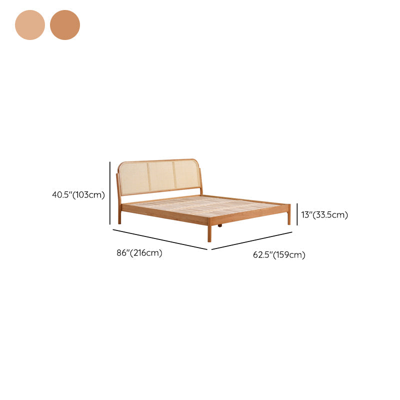 Tropical Standard Bed Cherry Solid Color Bed Frame With Custom Gold Legs Clearhalo 'Bedroom Furniture' 'Beds' 'furn' 'furn_beds' 'Furniture' 6302486