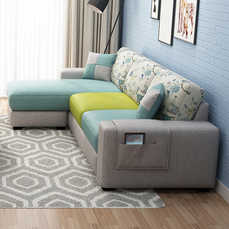 Scandinavian Fabric Sectional Sofa Square Arm Sectional with Storage Clearhalo 'furn' 'furn_sectionals' 'Furniture' 'Living Room Furniture' 'Sectionals' 6302490