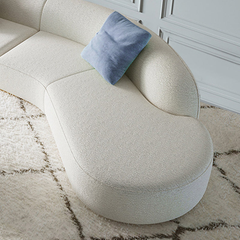 Scandinavian Curved Sectional Sofa Sloped Arm Sofa & Chaise with 3 Pillows Clearhalo 'furn' 'furn_sectionals' 'Furniture' 'Living Room Furniture' 'Sectionals' 6302509