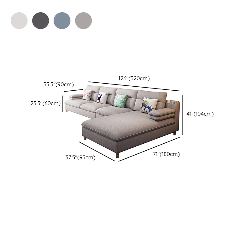 Scandinavian 4-seater Fabric Sectional Slipcovered Pillow Top Arm Sectional Clearhalo 'furn' 'furn_sectionals' 'Furniture' 'Living Room Furniture' 'Sectionals' 6302549