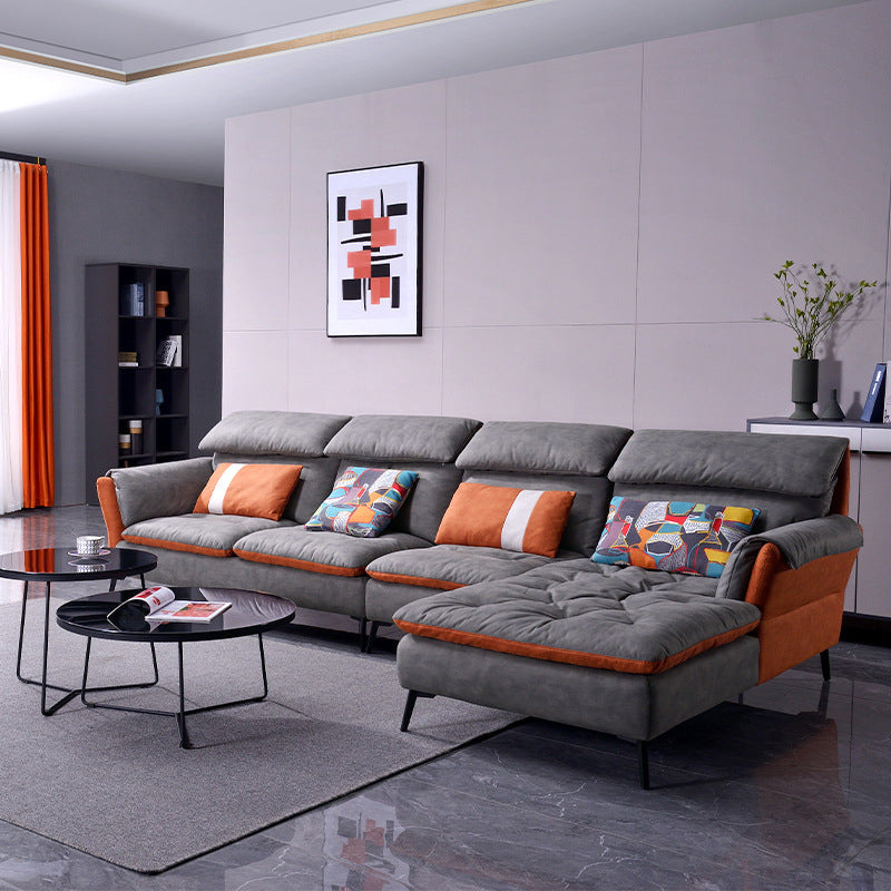 Divano sezionale in pelle finta con canale di divano a 4 posti a 4 posti svasati