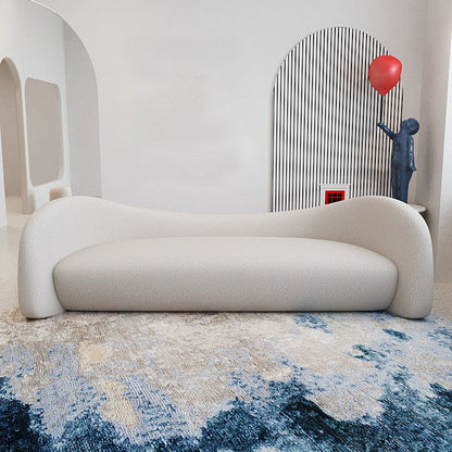Sofá de lana blanca contemporánea con brazo empotrado para apartamento
