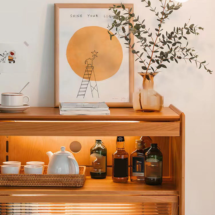 3 - Drawer & 2- Door Chest Solid Wood Glass Paned Accent Cabinet - 49.6" Tall