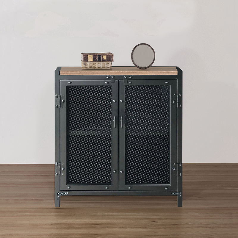 29.5" Tall Metal Accent Cabinet Industrial 2 - Door Chest with Wood Top Clearhalo 'Cabinets & Chests' 'cabinets_chests' 'furn' 'furn_cabinets_chests' 'Furniture' 'Living Room Furniture' 6302642