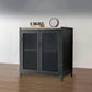 29.5" Tall Metal Accent Cabinet Industrial 2 - Door Chest with Wood Top Clearhalo 'Cabinets & Chests' 'cabinets_chests' 'furn' 'furn_cabinets_chests' 'Furniture' 'Living Room Furniture' 6302645