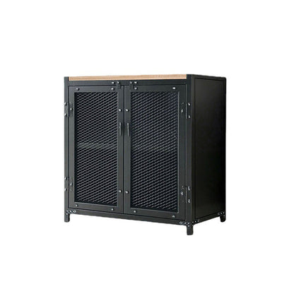 29.5" Tall Metal Accent Cabinet Industrial 2 - Door Chest with Wood Top Clearhalo 'Cabinets & Chests' 'cabinets_chests' 'furn' 'furn_cabinets_chests' 'Furniture' 'Living Room Furniture' 6302646