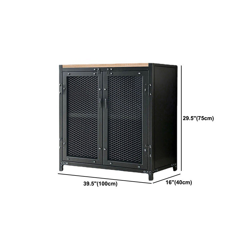 29.5" Tall Metal Accent Cabinet Industrial 2 - Door Chest with Wood Top Clearhalo 'Cabinets & Chests' 'cabinets_chests' 'furn' 'furn_cabinets_chests' 'Furniture' 'Living Room Furniture' 6302652