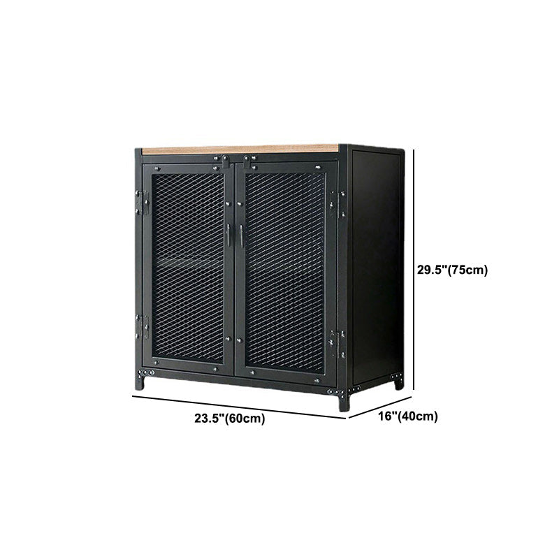 29.5" Tall Metal Accent Cabinet Industrial 2 - Door Chest with Wood Top Clearhalo 'Cabinets & Chests' 'cabinets_chests' 'furn' 'furn_cabinets_chests' 'Furniture' 'Living Room Furniture' 6302655