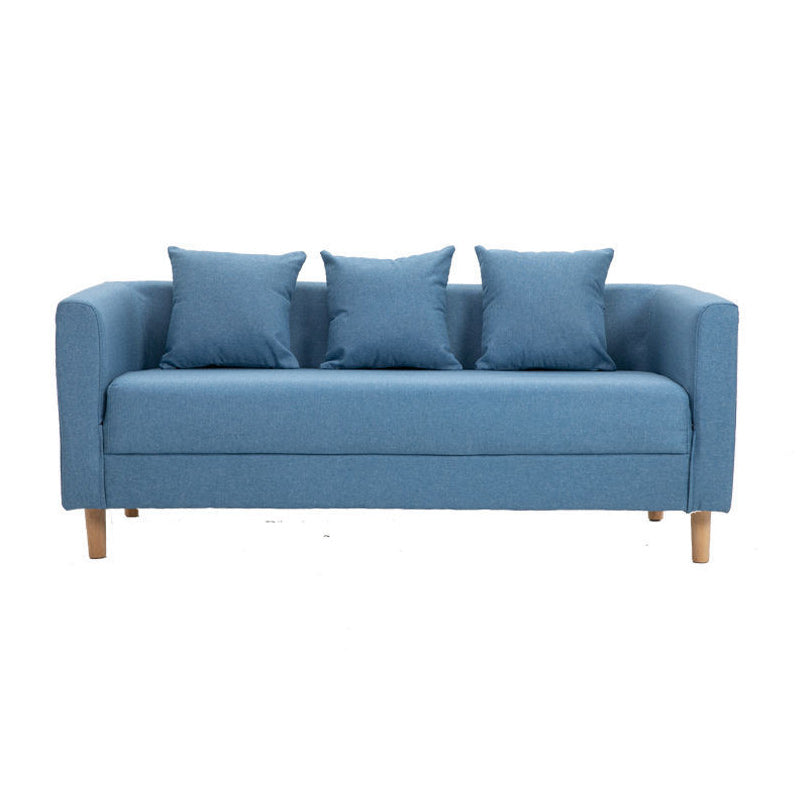 Contemporary 23.62" H Cotton Blend Tuxedo Arm Sofa for Living Room Blue Clearhalo 'furn' 'furn_sofas' 'Furniture' 'Living Room Furniture' 'Sofa' 'sofas' 6302658