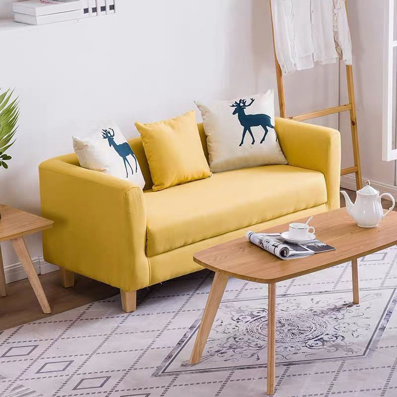 Contemporary 23.62" H Cotton Blend Tuxedo Arm Sofa for Living Room Clearhalo 'furn' 'furn_sofas' 'Furniture' 'Living Room Furniture' 'Sofa' 'sofas' 6302659