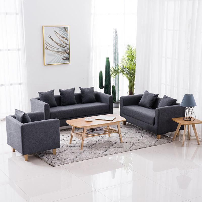 Contemporary 23.62" H Cotton Blend Tuxedo Arm Sofa for Living Room Clearhalo 'furn' 'furn_sofas' 'Furniture' 'Living Room Furniture' 'Sofa' 'sofas' 6302660