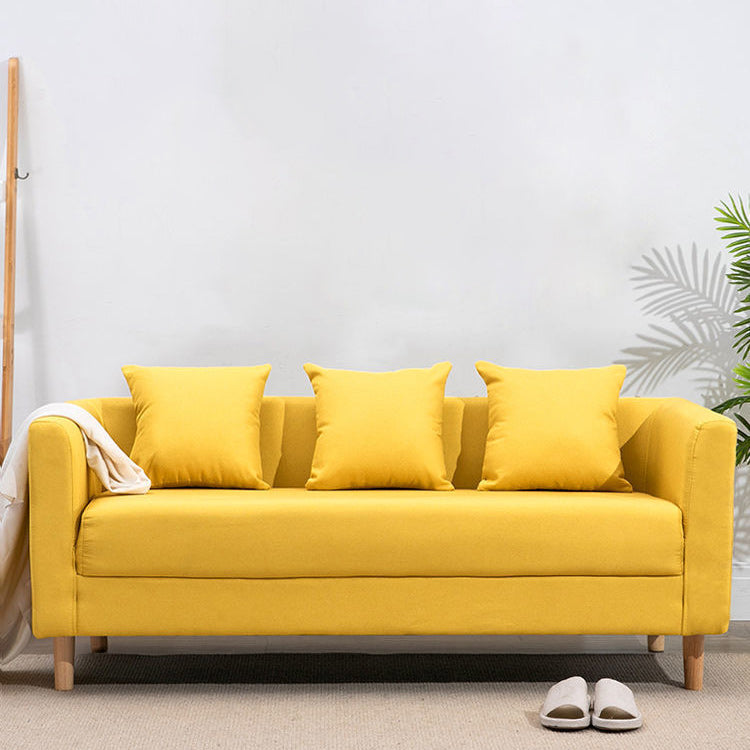 Contemporary 23.62" H Cotton Blend Tuxedo Arm Sofa for Living Room Yellow Clearhalo 'furn' 'furn_sofas' 'Furniture' 'Living Room Furniture' 'Sofa' 'sofas' 6302663
