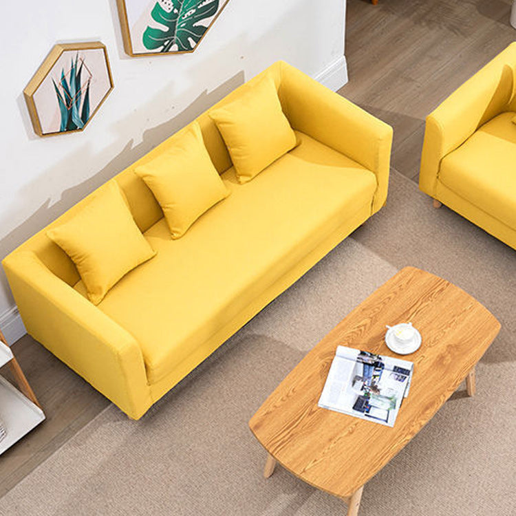 Contemporary 23.62" H Cotton Blend Tuxedo Arm Sofa for Living Room Clearhalo 'furn' 'furn_sofas' 'Furniture' 'Living Room Furniture' 'Sofa' 'sofas' 6302670