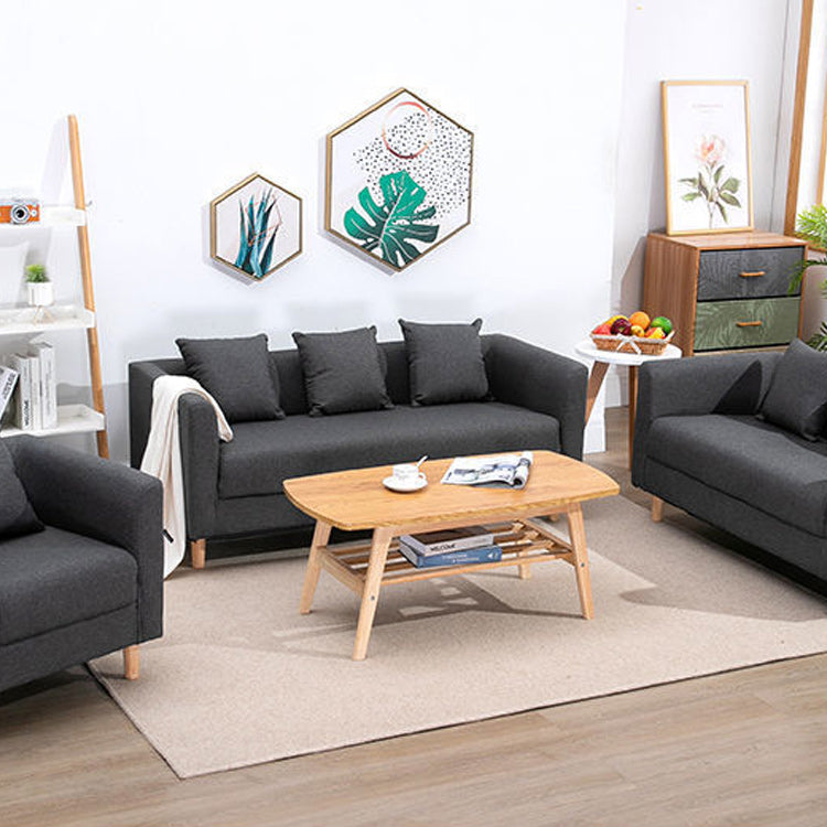 Contemporary 23.62" H Cotton Blend Tuxedo Arm Sofa for Living Room Clearhalo 'furn' 'furn_sofas' 'Furniture' 'Living Room Furniture' 'Sofa' 'sofas' 6302671