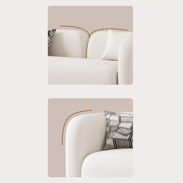 Sofá de brazo de esmoquin de lana blanca contemporánea 28.74 "para sala de estar para sala de estar