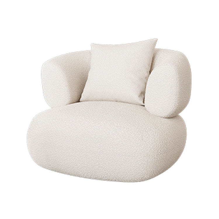 Contemporary 28.74" H White Wool Tuxedo Arm Sofa for Living Room