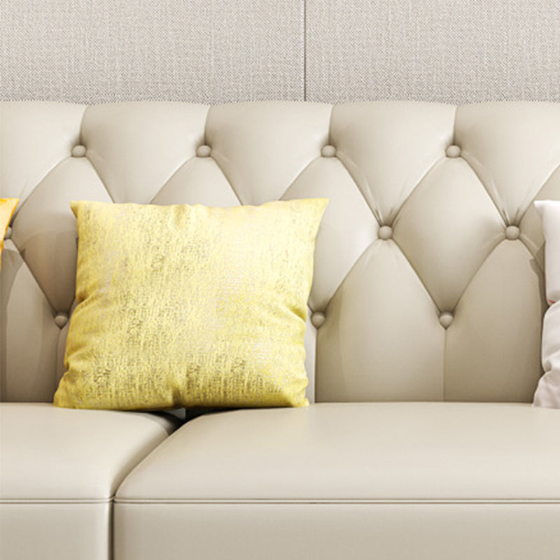 Guida pelle lussuosa divano posteriore trapuntato sezionale e chaise con 5 cuscini