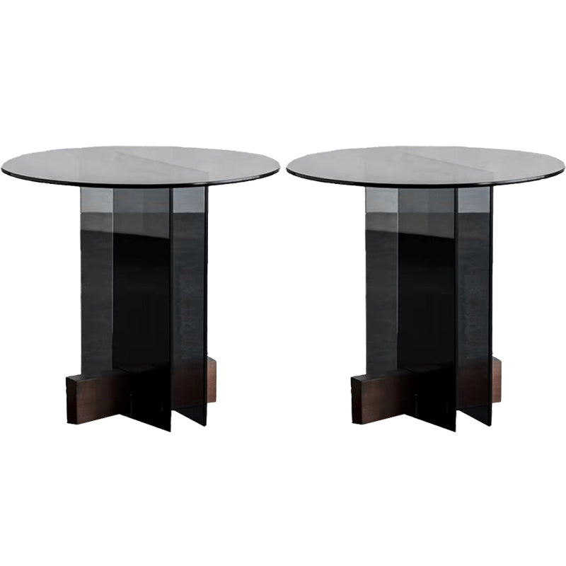 Living Room End Table Modernistic Round Abstract Glass Side Table