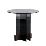 Living Room End Table Modernistic Round Abstract Glass Side Table