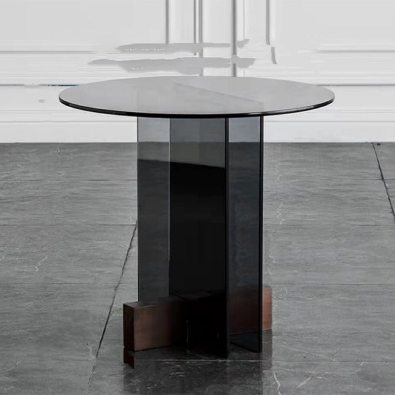 Living Room End Table Modernistic Round Abstract Glass Side Table