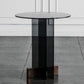 Living Room End Table Modernistic Round Abstract Glass Side Table