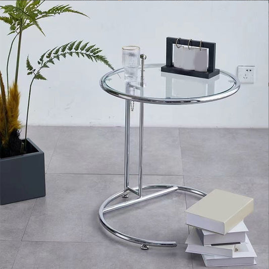 コンテンポラリーラウンドエンドテーブルガラスリビングルームメタルアブストラクトサイドテーブル