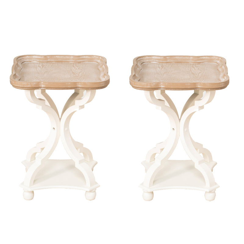 Table de bout rustique salon métal 4 jambes table d'appoint en bois massif