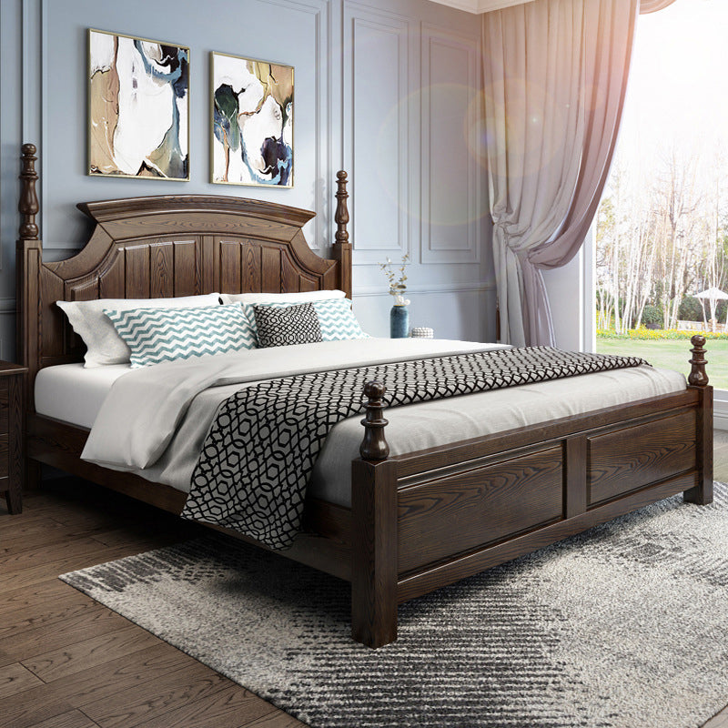 Victorian Ash Four Poster Bed Solid Color Walnut Poster Bed with Headboard Clearhalo 'Bedroom Furniture' 'Beds' 'furn' 'furn_beds' 'Furniture' 6303018